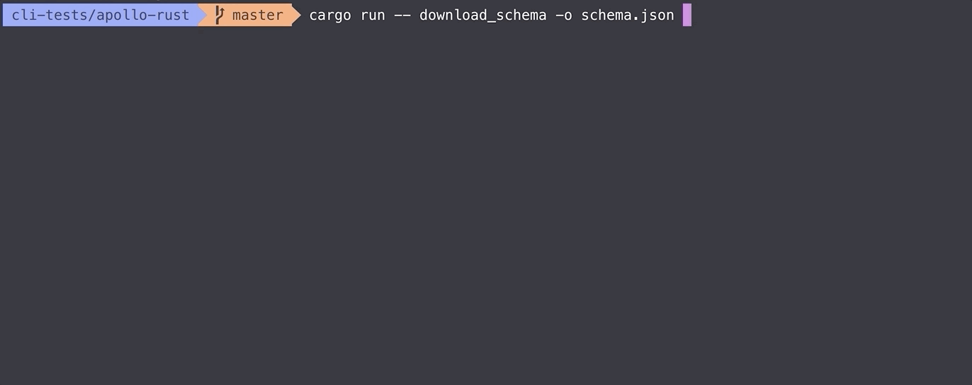 It works (running a simple command and downloading a schema to output.json)!